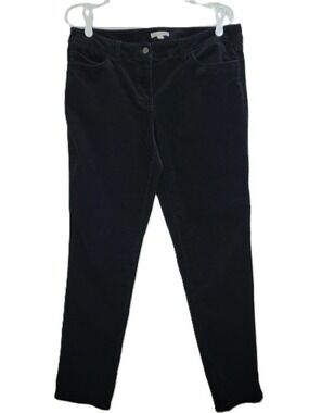 Eileen Fisher Cotton Stretch Corduroy Straight Pant Black Women's Size 12